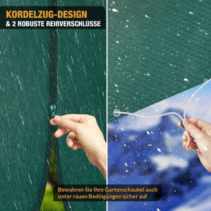 Kronenburg Hollywoodschaukel Abdeckung, 150 x 210 x 150cm, wasserdicht, Waschbar bis 30°C, Abdeckplane Gartenschaukel für 3-4 Sitzer - Wasserdicht in grün – Bild 5