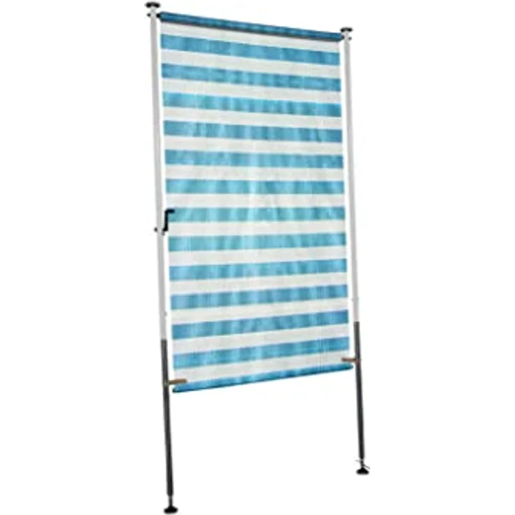 Angerer Freizeitmöbel GmbH Balkonsichtschutz Standard - Senkrechtmarkise für Sicht- und Sonnenschutz - Montage ohne Bohren und Dübeln - ideale Balkonmarkise für Mietwohnungen (Blau-Weiß, 120 cm) – Bild 2
