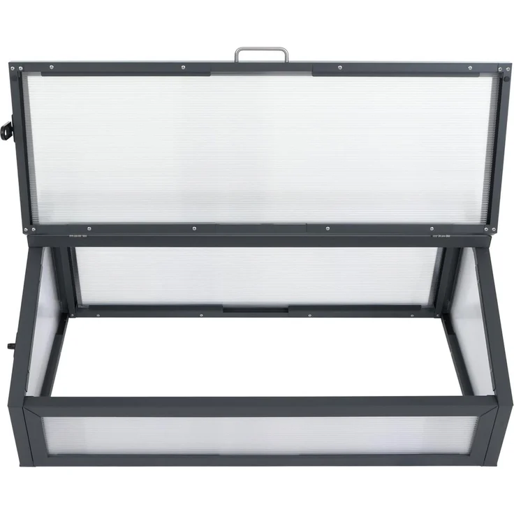 Frühbeetaufsatz HWC-R37, Gewächshaus Pflanzbeetaufsatz Beetabdeckung Stahl Polycarbonat 36 x 100 x 50 cm ~ anthrazit – Bild 7