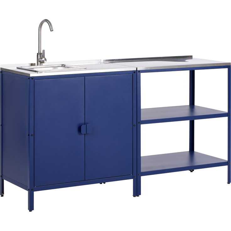 Outdoor-Küche 2er Set mit Spüle VILAMA Metall Blau