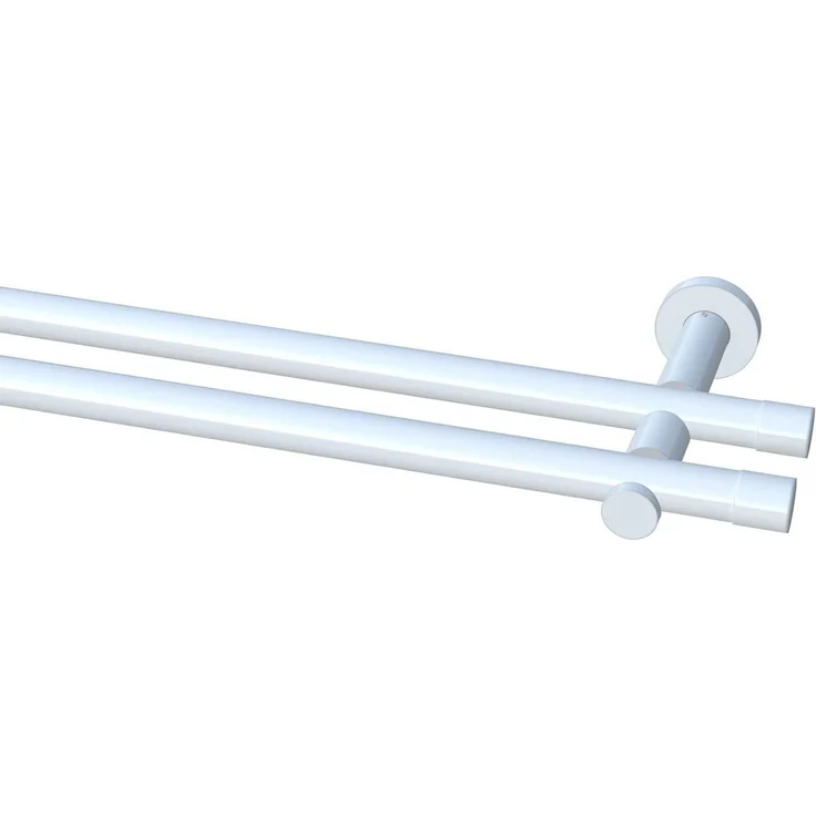 Garduna Gardinenstange Ø 20mm / 1- oder 2-Lauf, 2-läufig, kürzbar, Metall, 2-lauf 1-lauf, Gardinenstange komplett, hochwertig, Fixmaß, 20mm – Bild 1