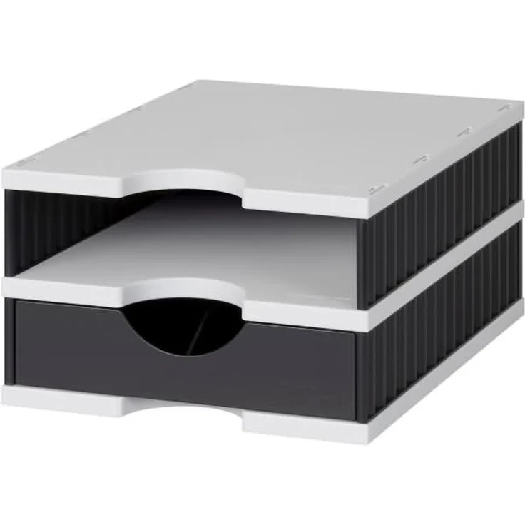 Styro Aufbewahrungsbox styrodoc uno SET 2 Fächer schwarz/grau Schublad – Bild 2