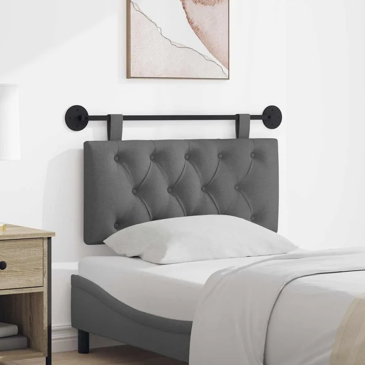 vidaXL Hängendes Kopfteil Dunkelgrau Stoff 7 x 100 x 55 cm Grau