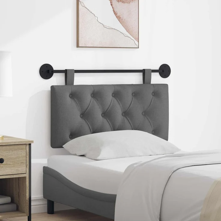 vidaXL Hängendes Kopfteil Dunkelgrau Stoff 7 x 100 x 55 cm Grau – Bild 1