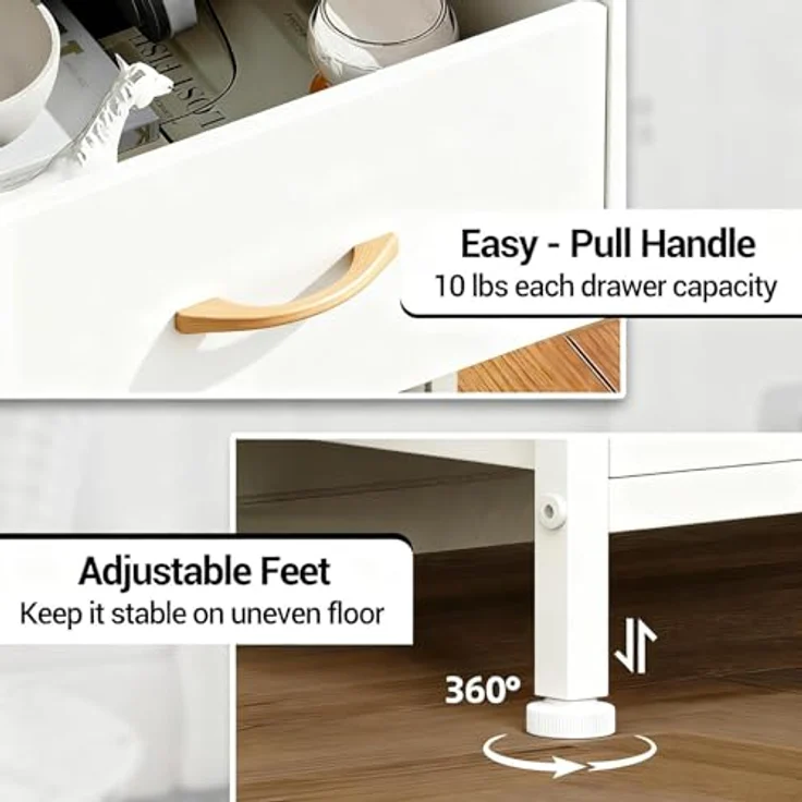 GarveeLife Kommode Schrank 4 Stoffschubladen Aufbewahrungsschrank Für Schlafzimmer Wohnzimmer Flur, Komodenschrank Schubladenschrank, 41x29x83.5Cm – Bild 6