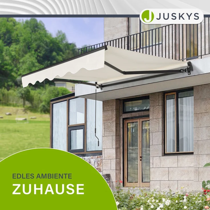 Juskys Markise - Gelenkarmmarkise mit Kurbel & Halterung, Beige, 250x200 cm – Bild 8