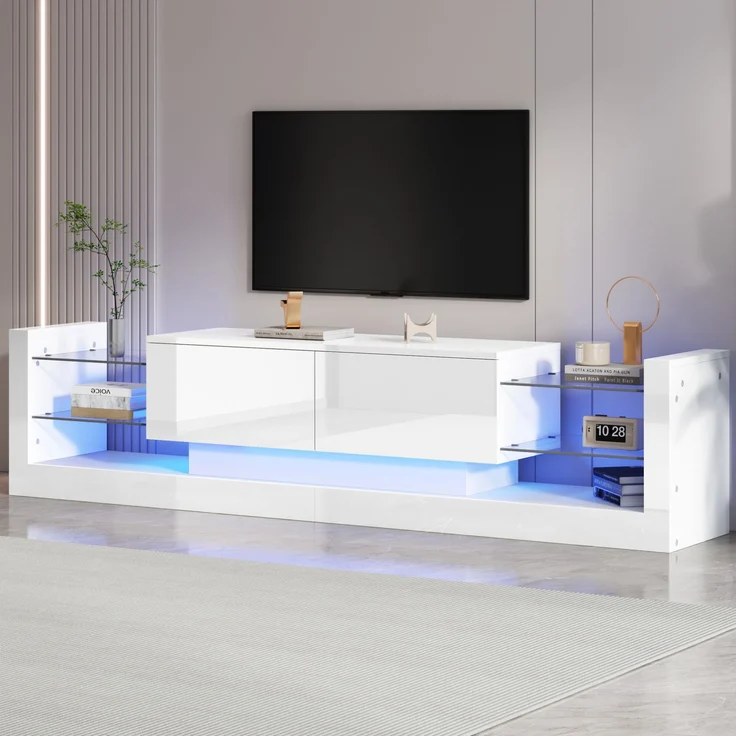 Lowboard mit LED-Beleuchtung , TV-Board, Fernsehtisch, TV-Ständer 1 St. zwei klapptür , für Fernseher bis 80 Zoll – Bild 1