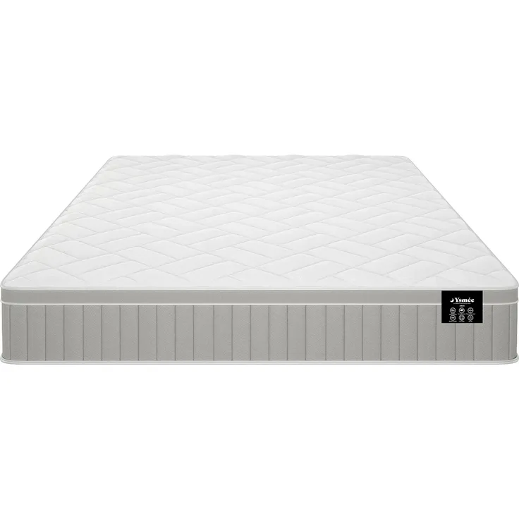 Vente-unique - SOMIRA Set aus Matratze und Bettgestell StoffHolz, Platte Weiß - B 180 cm x H 30 cm x L 200 cm – Bild 6