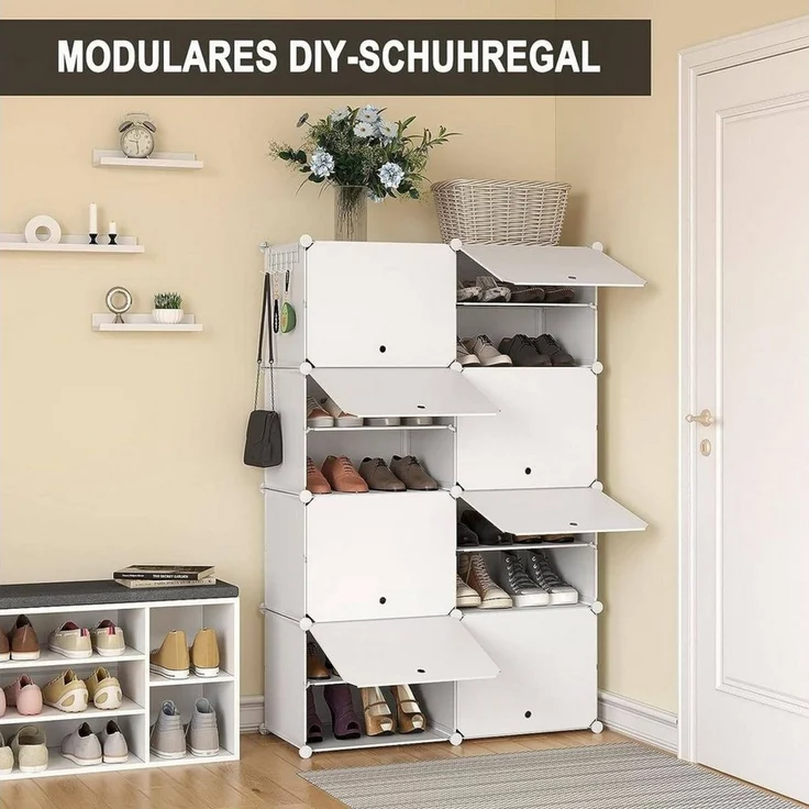 Woltu Schuhregal, 1-tlg, Schuhaufbewahrung mit 8 Fächern für 32 Paar Schuhe – Bild 2