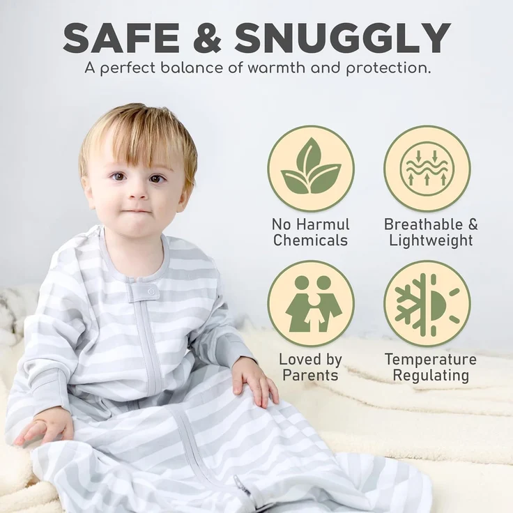 Mama Cheetah Baby Schlafsack mit Ärmeln, 0.5 TOG Bio-Baumwolle Wearable Blanket und Zwei-Wege-Reißverschluss, Swaddle Transition Long Sleeve Sleep Sack für Neugeborene to Kleinkind, 6-12 Monate – Bild 6