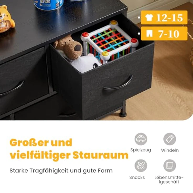 Sweetcrispy Kommode mit Stoffschubladen, Schwarz – Bild 7