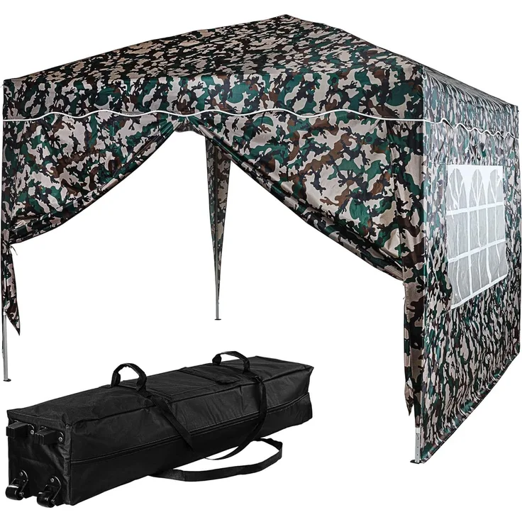 INSTENT Pavillon "BASIC" 3x3,Trolley, Stahl, woodland, 2 Seitenteile