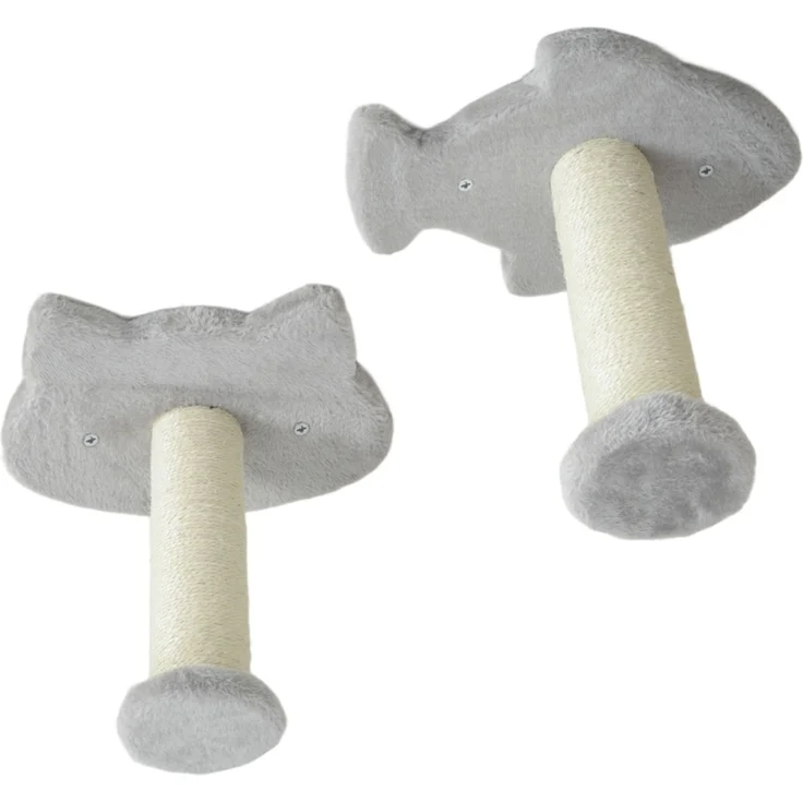 JARDJ Katzentreppen-Set, 4-teilig, Kratzmöbel mit Sisal-Stufen, doppelter Plattform, Hellgrau/Cremeweiß – Bild 8