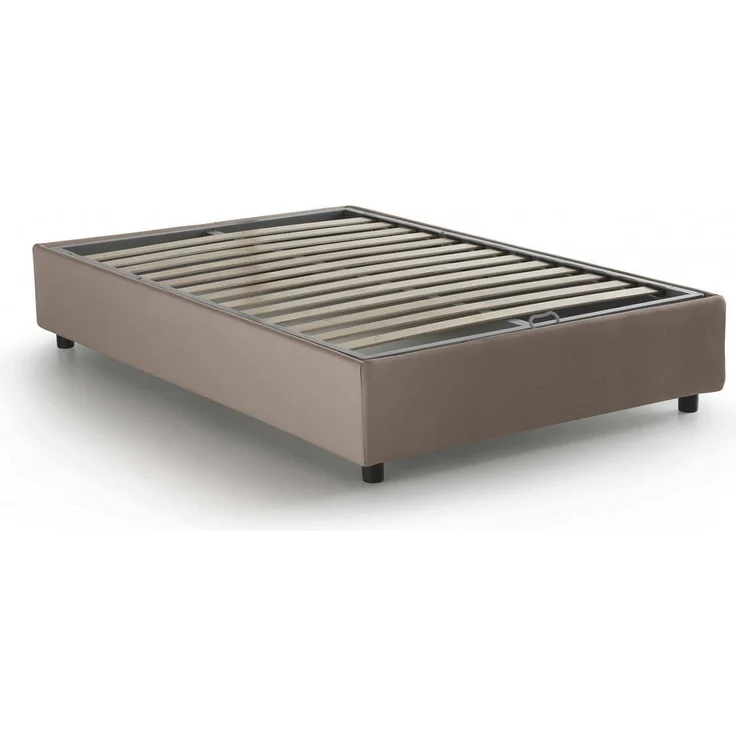 Talamo Italia - Doppelbett Nicole, Bettkasten mit Stoffbezug, 100 % Made in Italy, Öffnung vorne, geeignet für Matratze 120 x 190 cm, taubengrau – Bild 3