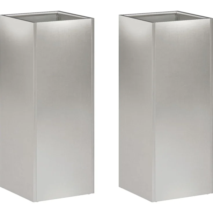 vidaXL Garten-Pflanzgefäß 2 Stk. Silber 20 x 20 x 40 cm Edelstahl 8005297 – Bild 2