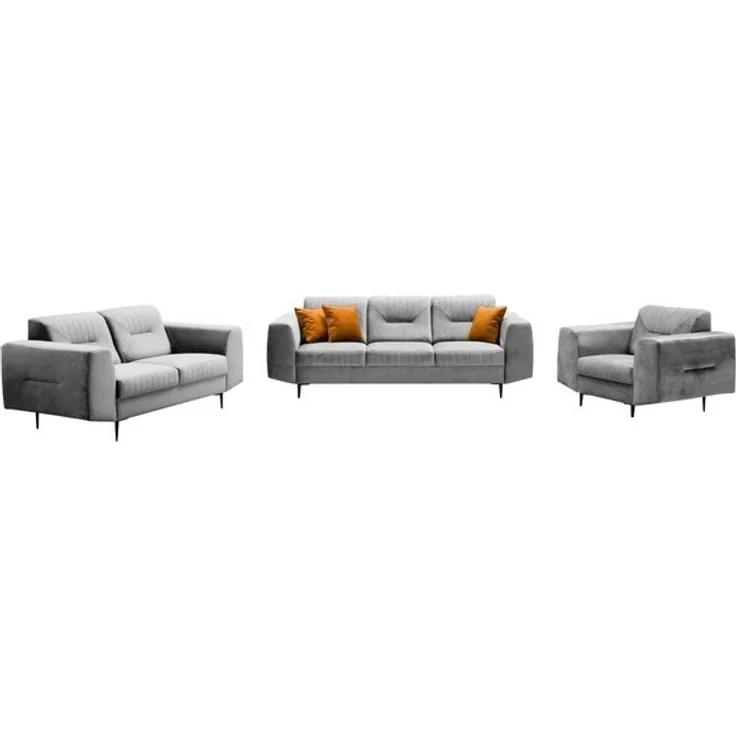 Beautysofa Polstergarnitur VENEZIA Die Lieferung beinhaltet Beiträge zur Wohnung, (Sessel + 2-Sitzer Sofa + 3-Sitzer Sofa im modernes Design), mit Metallbeine, Couchgarnituren aus Velours – Bild 4