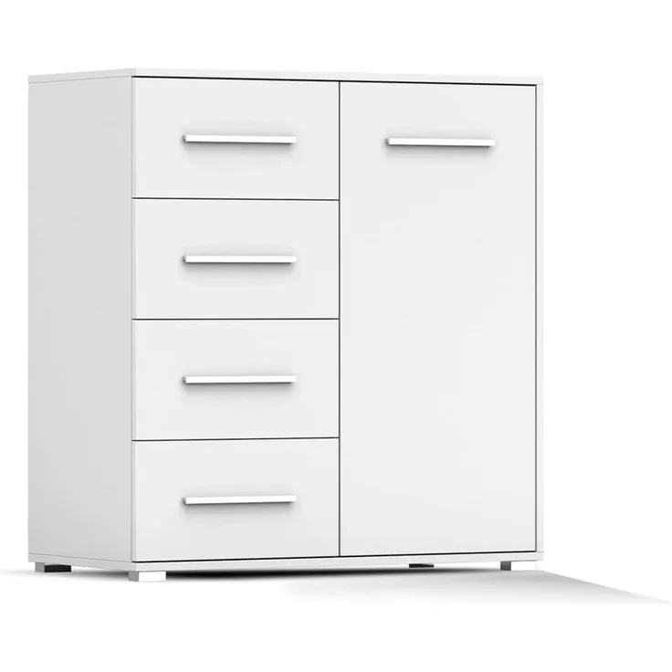 Deine Möbel 24 Kommode FAMI mini 90 cm breit Weiß Eiche Sonoma (Set, 1 St), Laminatplatte 16 cm