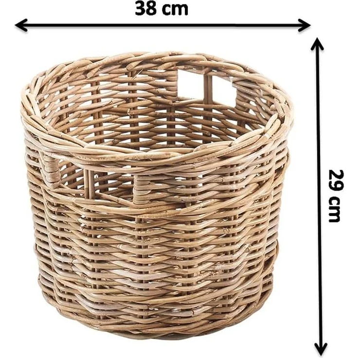 Kobolo Aufbewahrungskorb Rattankorb rund Kubu grau mit Lochgriff klein – Bild 6