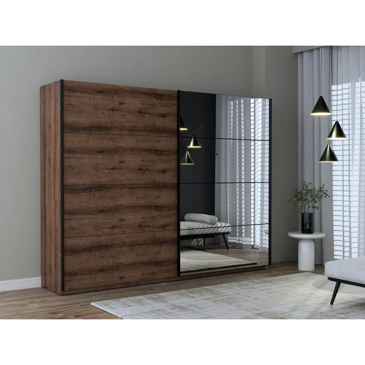 Kleiderschrank >Jacky< in Script-Schlammeiche/Spiegel B/H/T ca. 269,9x209,7x61,2cm – Bild 1