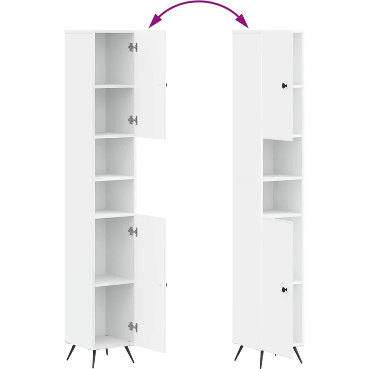 vidaXL Badezimmerschrank mit offenem Regal BREDA Weiß 30 x 31 x 190 cm 897475 – Bild 7