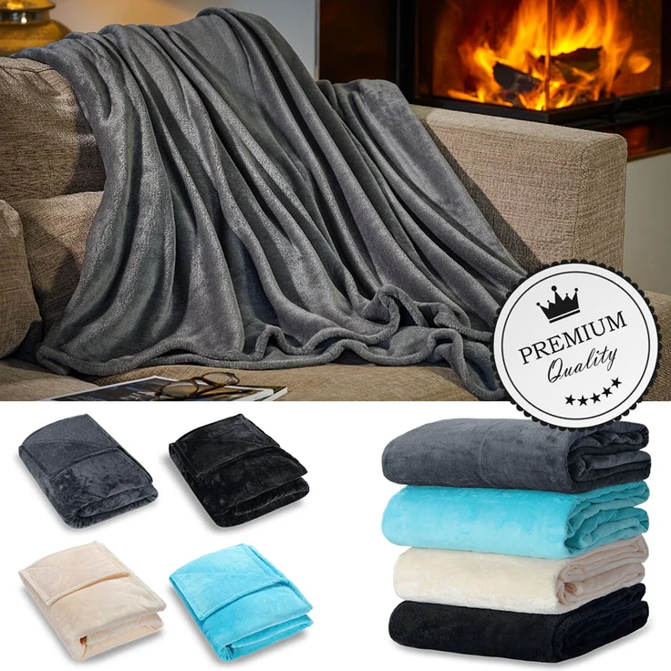 Monzana Premium Kuscheldecke Hellblau 200x150cm – Bild 9