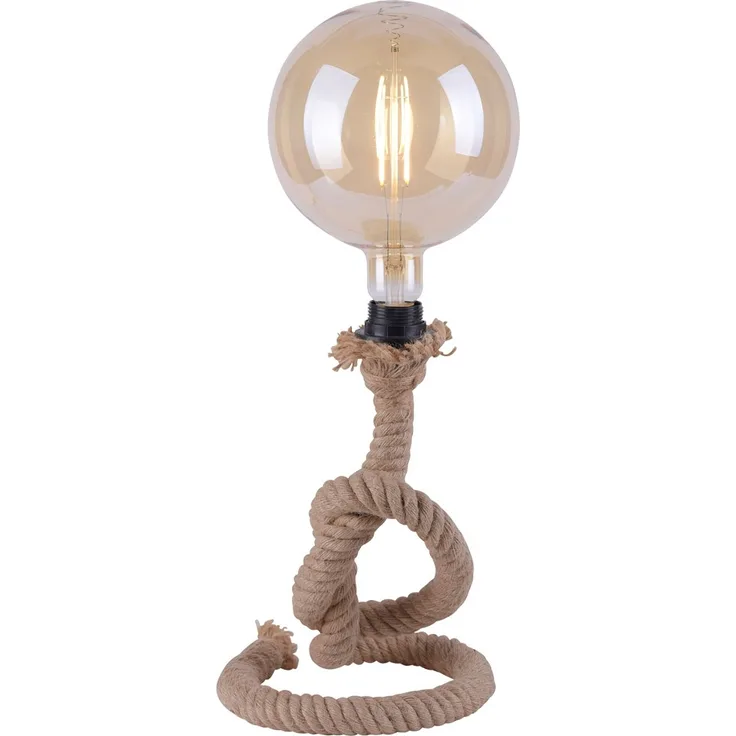 Tischleuchte, Seil, braun, maritim Höhe 33 cm