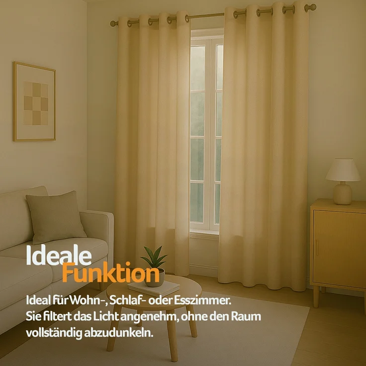 Gardine mit Ösen *** x *** cm ( Breite x Länge ) in ***, blickdichter Vorhang, Ösenvorhang in vielen Variationen 140x145 cm Beige – Bild 7