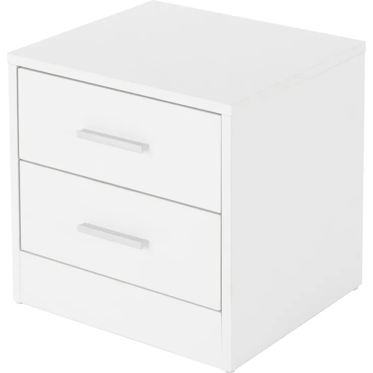 ML-Design Nachttisch weiß, 38 x 37 x 34 cm, mit 2 Schubladen, aus Spannplatte