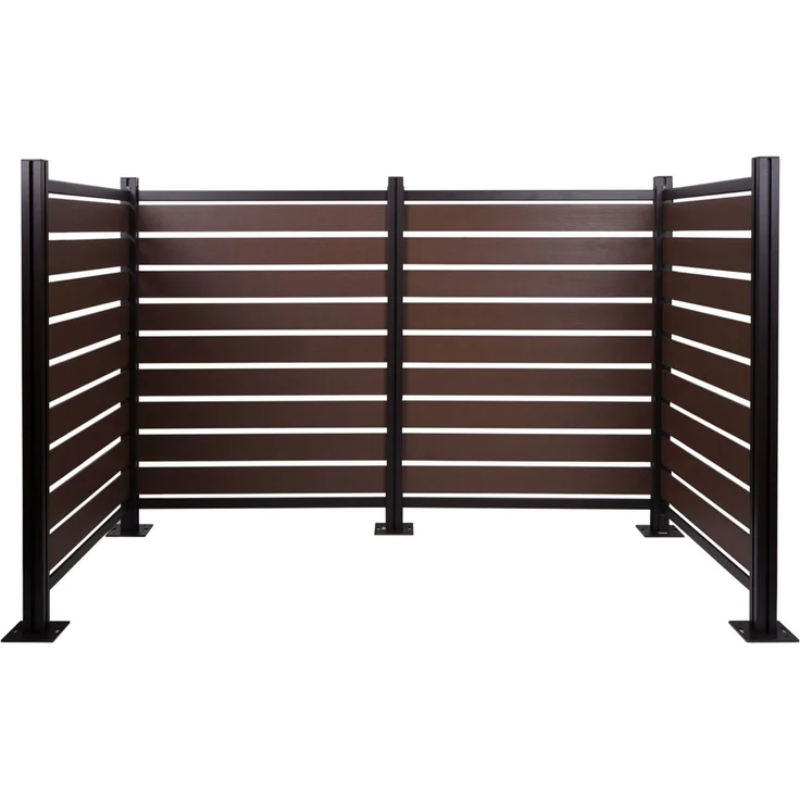 Alu Mülltonnen-Zaun HWC-K57, Mülltonnenverkleidung, Holzoptik erweiterbar 130x206x110cm ~ braun – Bild 7