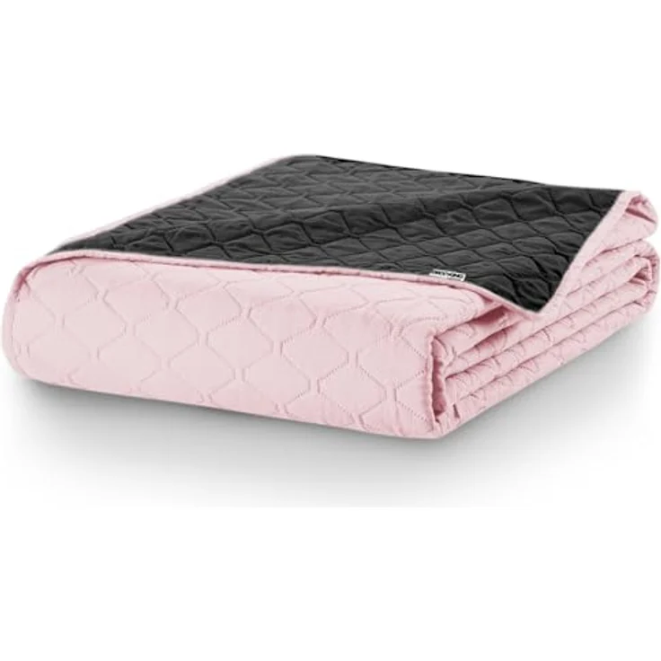 DecoKing Tagesdecke Bettüberwurf 170x210 cm Lila Anthrazit Steppdecke Überwurf Zweiseitig Gesteppt Prägemuster Rauten Grau Graphit Axel 170x210 cm – Bild 6