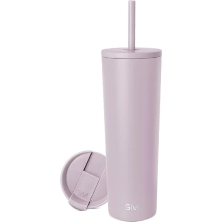 Simple Modern Thermobecher mit Strohhalm und Deckel | Trinkbecher mit Henkel Wiederverwendbare Edelstahl | Geschenke für Frauen und Männer | Classic | 830ml | Lavender Mist – Bild 2