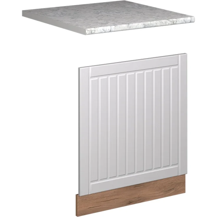 Frontblende Fame-Line Weiß Landhaus/Goldkraft Eiche 60 cm, AP Marmor Vicco – Bild 1
