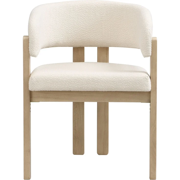 Esszimmerstuhl aus Massivholz mit Bouclé-Bezug und Armlehnen, Natur, 2 Stück,H 80 x T 60 x B 51 cm – Bild 7