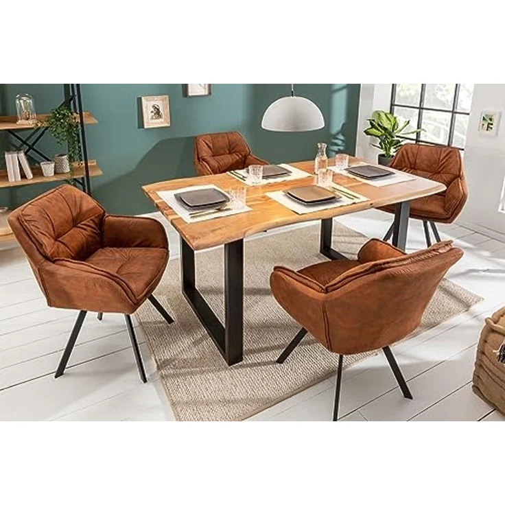 riess-ambiente Armlehnstuhl MR. LOUNGER hellbraun, Esszimmer · Microfaser · Metall · mit Armlehne · 180° drehbar · Retro – Bild 6