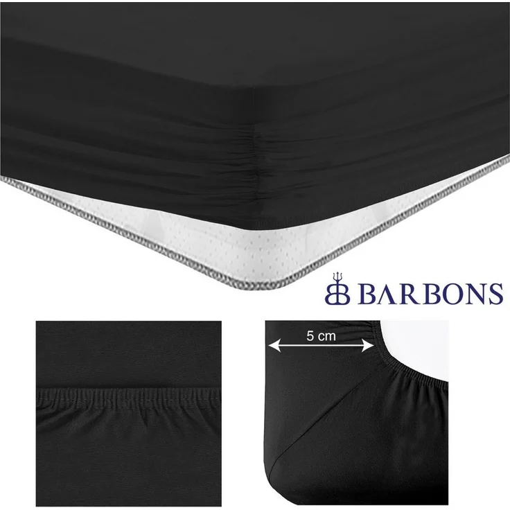 BARBONS Spannbettlaken Jersey Bettlaken, 145 g/m² Spannbetttuch, bis zu 25cm Höhe, Topper, Jersey aus 100% Baumwolle, Gummizug: rundum, (1 Stück), Rundumgummi, Atmungsaktiv – Bild 4
