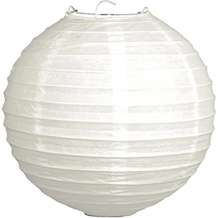 Papierlampion, 20cm ø, m. Metallgestell, Beutel 2Stück, weiß (1,49 € pro 1 Stück)