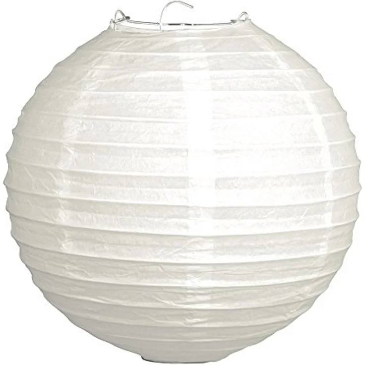 Papierlampion, 20cm ø, m. Metallgestell, Beutel 2Stück, weiß (1,49 € pro 1 Stück) – Bild 1