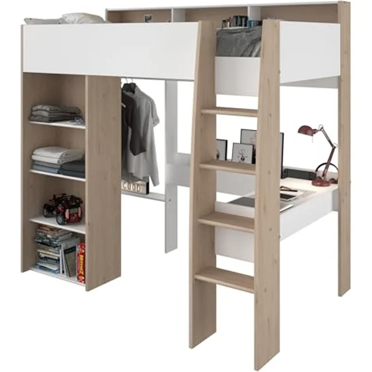 Shelter 11 Parisot Hochbett Kinderzimmer Eiche Jackson Nachbildung/Weiß 90x200 – Bild 2