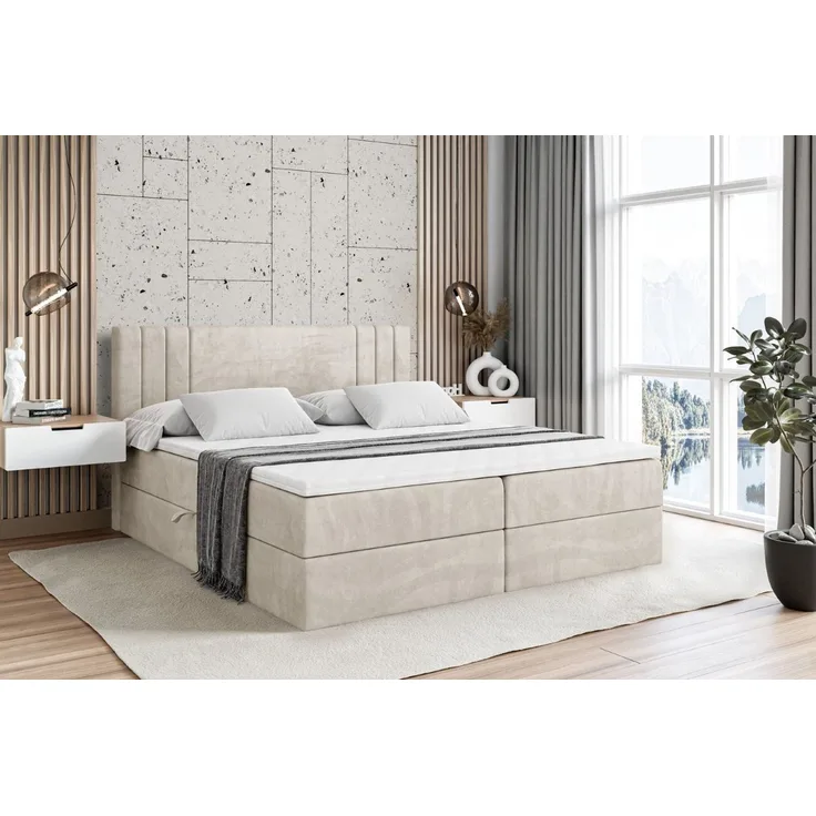 ALTDECOR Boxbett IDRIKO (Multipocket-Matratze H4, H3 Matratze Bonellfederung, Topper, Kopfteil)