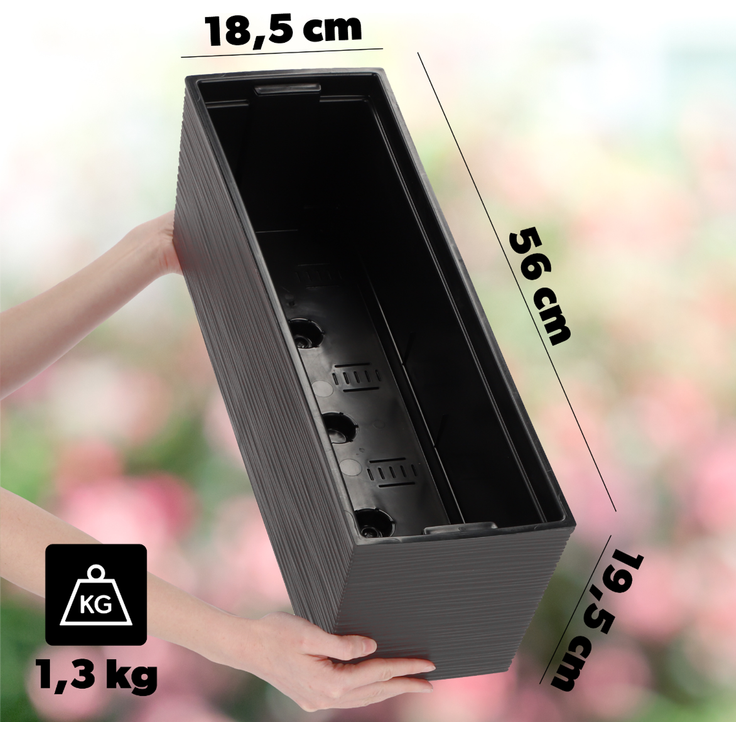 KADAX Blumentopf Balkonkasten + Einsatz 19x56cm Graphit – Bild 2