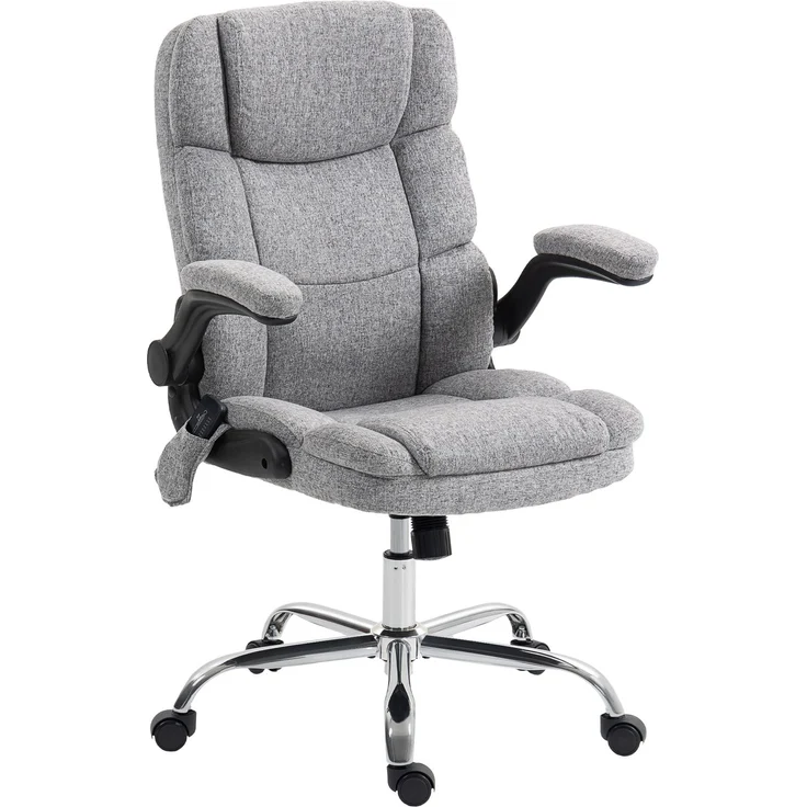 4-Punkt-Massage-Bürostuhl mit Heizfunktion und klappbaren Armlehnen, grau – Bild 8