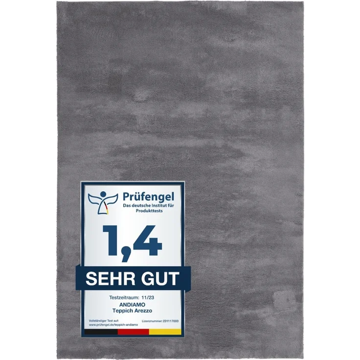 andiamo Teppich Arezzo für Wohnzimmer Esszimmer pflegeleichter eleganter gemütlicher Teppich einfarbig 80 x 80 cm Anthrazit