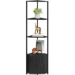 VASAGLE Eckregal mit Stauraum, Standregal, Aufbewahrungsregal mit 5 Ebenen, Regal, für Wohnzimmer, Schlafzimmer, Küche, Badezimmer, ebenholzschwarz-tintenschwarz LBC580B01