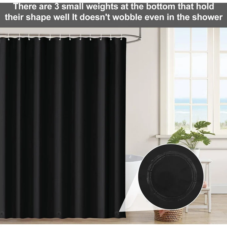 Duschvorhang 180x180 Anti-schimmel Wasserdicht Waschbar PEVA Schwarz H180 B180 – Bild 5