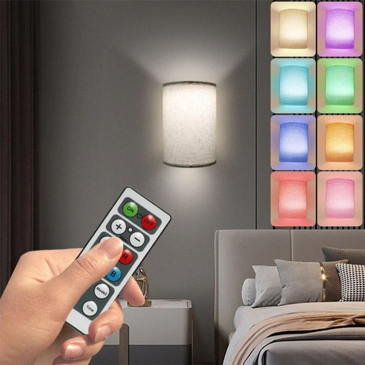 POPOLIC LED Wandleuchte 2x LED-Wandleuchte mit RGB-Farben & Dimmfunktion – 3 Betriebsmodi, aufladbar, RGB, kabellose Fernbedienung, für verschiedene Einsatzorte geeignet. – Bild 4