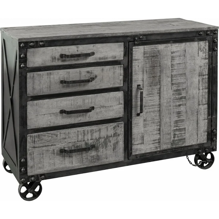 Sideboard Mango 120x46x92 grau lackiert HEAVY INDUSTRY #125 – Bild 1