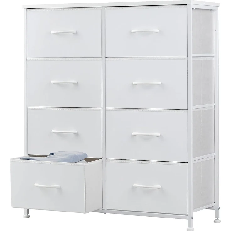 DUMOS Kommode für Schlafzimmer mit 8 Stoffschubladen, hohe Kommode Organizer für Kleidung, Schrank Kinderzimmer, Aufbewahrungsturm mit Schrank, Metallrahmen, Holzplatte, leichte Kinderzimmermöbel – Bild 1