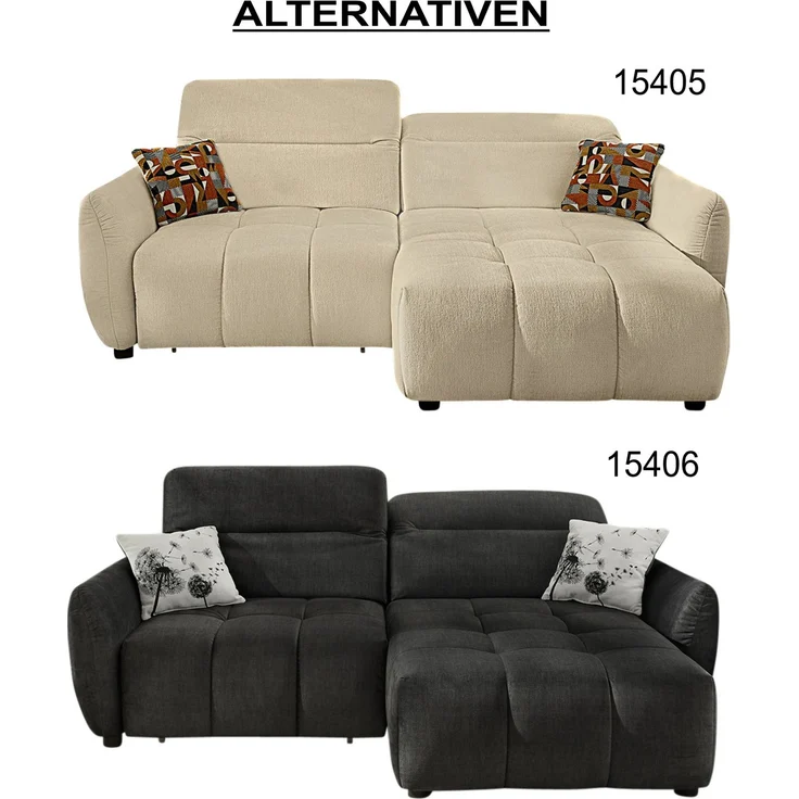 Ecksofa elektrisch USB-C Kopflehne verstellbar Schlafcouch Flachgewebe in Beige – Bild 10