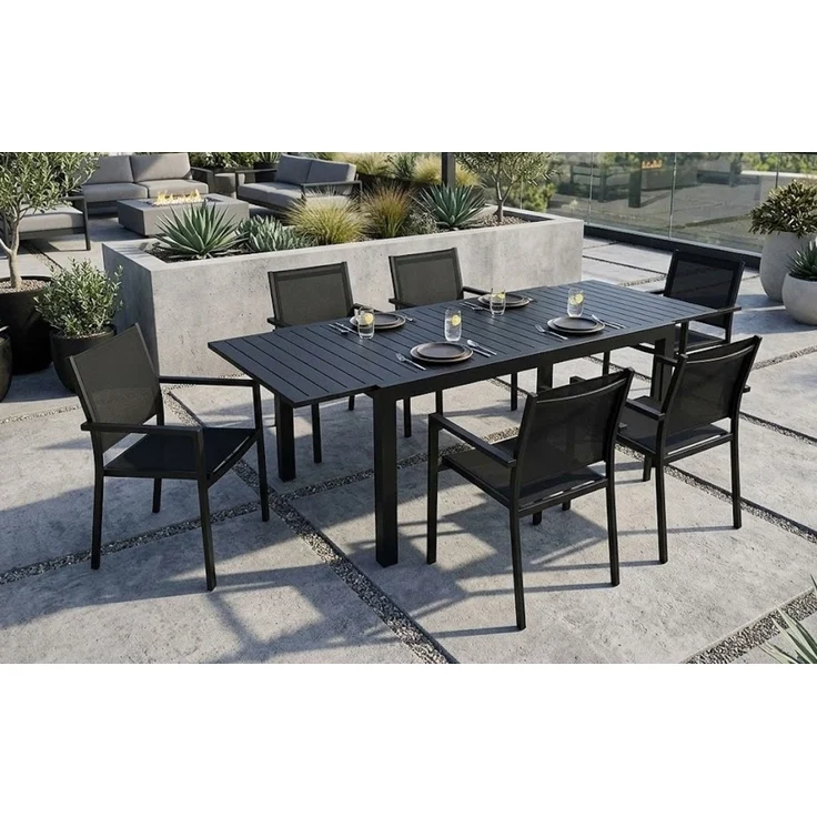 Gardissimo LIFE 7tlg. Alu Gartenmöbel Set Sitzgarnitur stapelbar mit Ausziehtisch – Bild 1