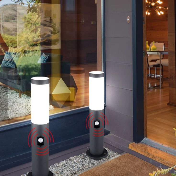 2er Set Sockelleuchte, Edelstahl, anthrazit, Bewegungsmelder – Bild 6